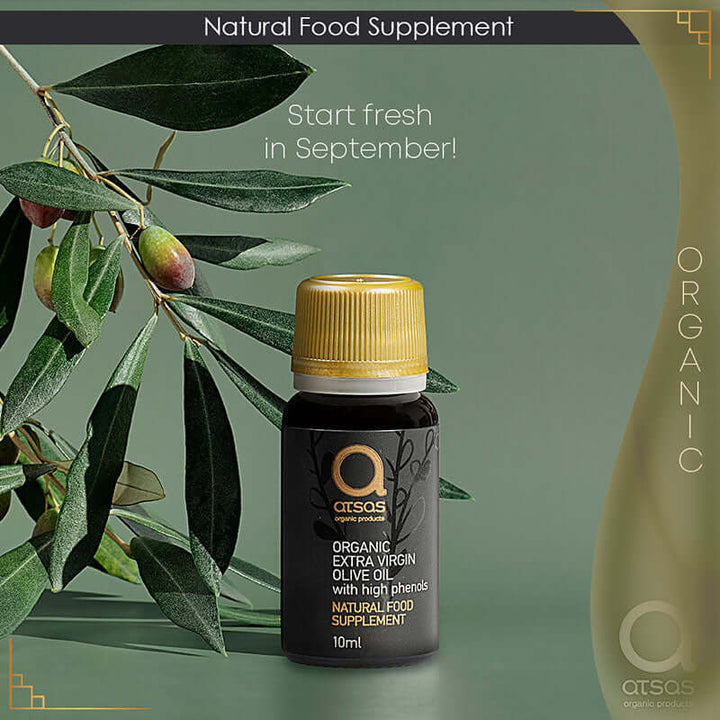 Atsas Organic Extra Virgin Olive Oil Natural Food Supplement - Luxury Pack of 15x10 ml - OLYMPICCO.COM