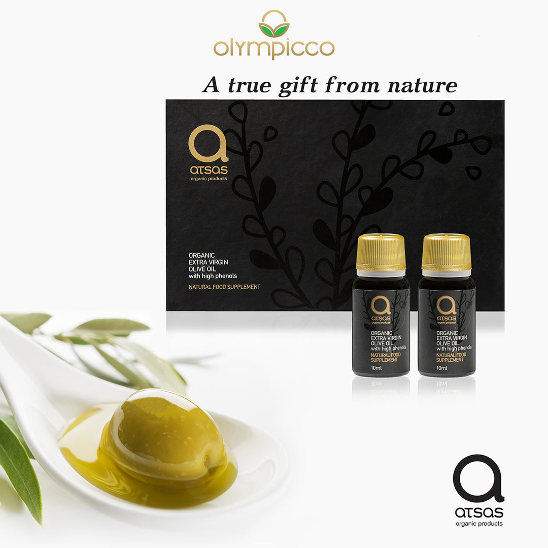 Atsas Organic Extra Virgin Olive Oil Natural Food Supplement - Luxury Pack of 15x10 ml - OLYMPICCO.COM