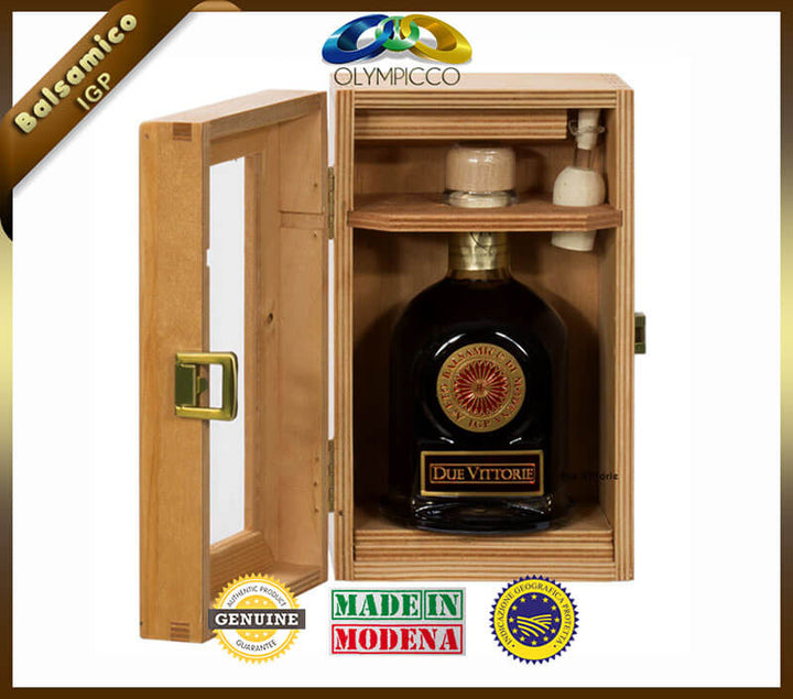 Due Vittorie Oro Gold Balsamic Vinegar Special Edition - with Pourer in Wooden Gift Box - 8.45fl oz/250ml - OLYMPICCO.COM