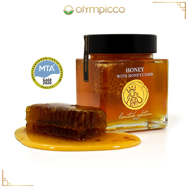 MELIRA Greek Unfiltered Raw Thyme Honey with Honeycomb 15.5 oz - OLYMPICCO.COM