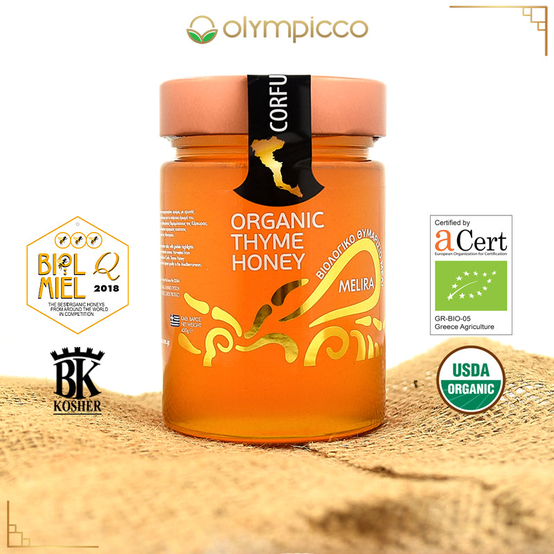 MELIRA Greek Unfiltered Raw Organic Thyme Honey - 450g/15.8 oz - OLYMPICCO.COM