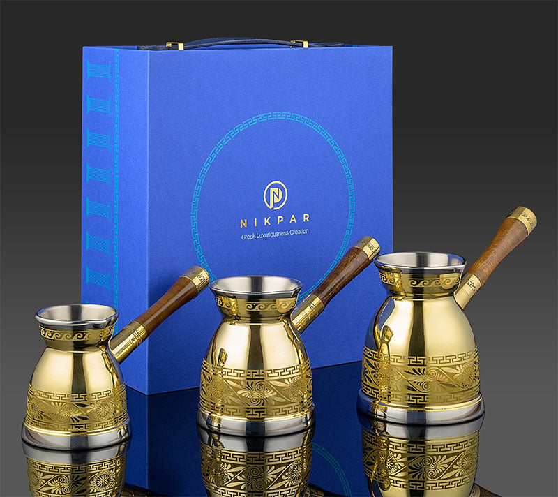 NIKPAR Luxury Greek Coffee Pot Macedonian Collection - OLYMPICCO.COM